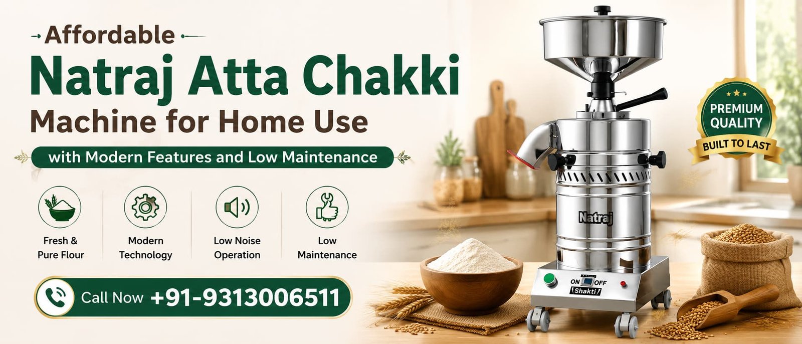 Affordable Natraj Atta Chakki Machine for Home Use with Modern Features and Low Maintenance